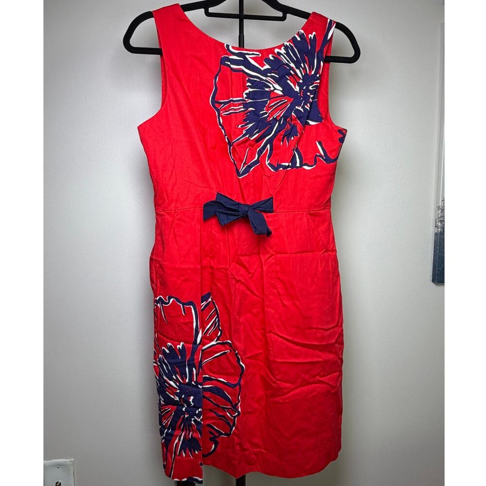 Lilly Pulitzer Summer 2011 100% Cotton Red Floral Shift Dress Size 10